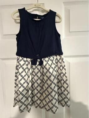 babyGap Toddler Girls Navy and White Patterned Dress Size 4 Years